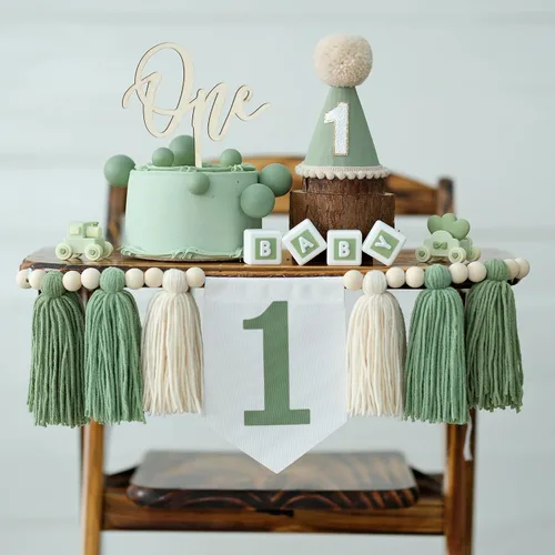 Miniatura 17 de Banner de Silla Alta con Margaritas Bohemias Primer Cumpleaños Niña Para Decoraciones de Primera Fiesta Conjunto Con Adorno de Pastel Hecho a Mano