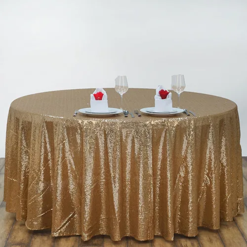 Tableclothsfactory Luxury Collection - Manteles redondos de lentejuelas de 108 pulgadas, color dorado
