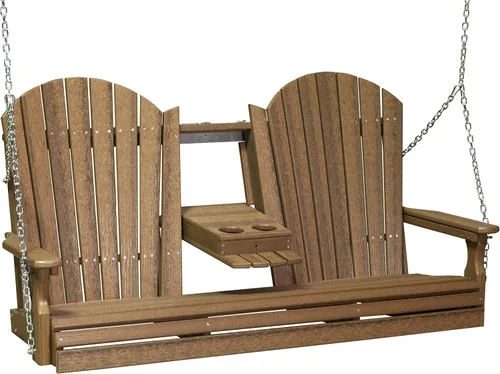 Miniatura 28 de LuxCraft Adirondack - Columpio colgante para porche delantero de 5 pies con consola abatible, asientos hasta 3, banco de columpio de patio al aire