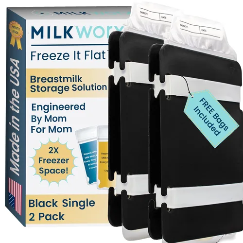 Miniatura 7 de Freeze It - Sistema de almacenamiento de leche materna plano, organizador que ahorra espacio para bolsas de almacenamiento de leche materna, Negro