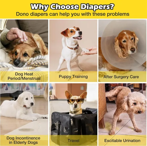 Miniatura 8 de Dono Pañales para perros hembra con cintura elástica - 24 unidades, pañales desechables de envoltura completa para cachorros en período de calor
