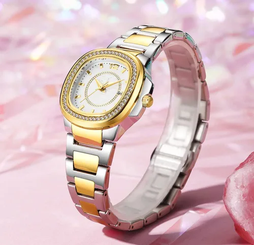 Miniatura 6 de Relojes de mujer Moda Cuadrado Dial Acero Inoxidable Impermeable Fecha Diamante Damas Vestido Relojes de Pulsera