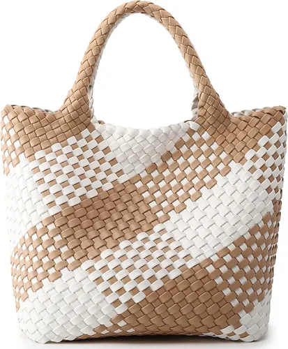 Bolso tejido para mujer, bolso tote de cuero vegano grande para verano, playa, viaje, bolso de mano y cartera retro hecho a mano, bolso de hombro