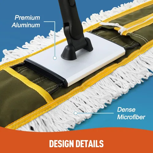 Miniatura 3 de CLEANHOME Trapeadores de Polvo Comerciales de 36" para Limpieza de Pisos, Trapeador de Piso de Servicio Pesado con Mango Largo, Suministros de Verde
