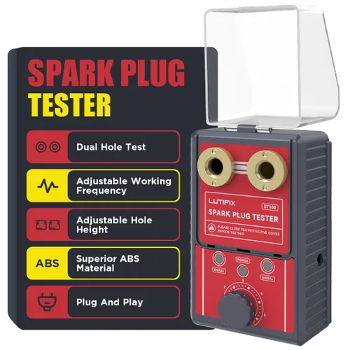 Comprobador de Bujías Automotriz de Doble Agujero, Probador de Bobina de Encendido de Motor 0~6000rpm con Frecuencia Ajustable, Herramienta de Rojo