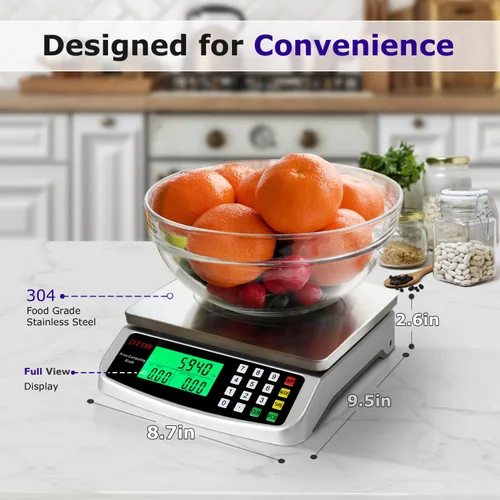 Miniatura 4 de Báscula de alimentos de 110 libras, báscula digital de cocina con computación de precios, báscula comercial, 5 unidades, soporte, tara, PCS, acero