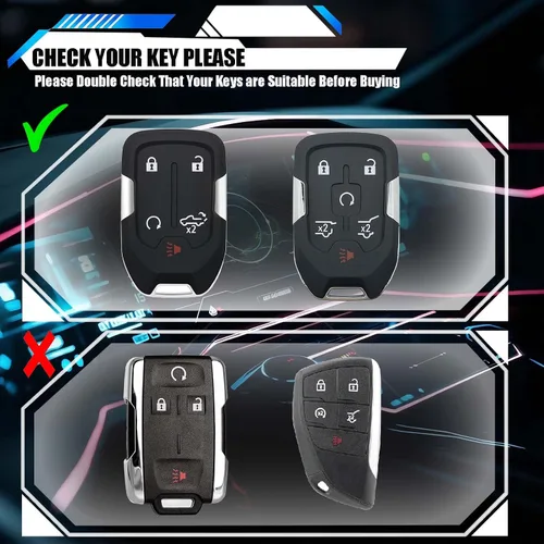 Miniatura 2 de Egreat Funda para llavero de aleación de zinc para GMC Sierra, Chevy Silverado 1500 2500HD 3500HD 2023 2022 2021 2020 2019, funda para llavero