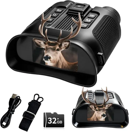 Gafas de visión nocturna para adultos, binoculares de visión nocturna 4K, zoom 8X y batería recargable de 5000 mAh, pantalla HD de 3 pulgadas y