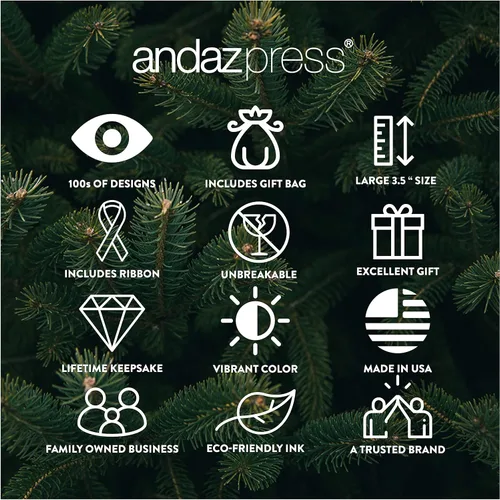 Miniatura 6 de Andaz Press Adorno de Navidad redondo de metal totalmente personalizado, tu texto o logotipo aquí, 1 paquete, incluye cinta y bolsa de regalo
