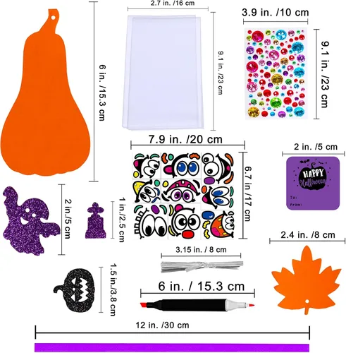 Miniatura 5 de Winlyn 36 juegos de decoraciones de calabaza de Halloween para otoño, kits de manualidades de calabaza, formas de calabaza de espuma con cara