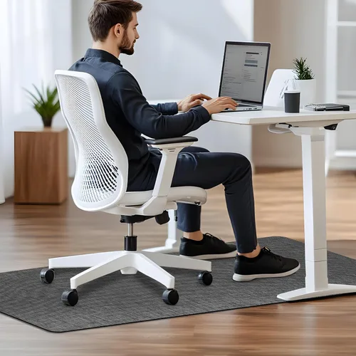 Miniatura 4 de AiBOB Alfombrilla para silla de oficina para suelo de madera dura y baldosas, 36" x 48" resistente para computadora y silla de escritorio para Gris