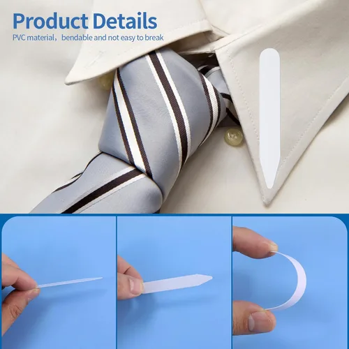 Miniatura 4 de 112 piezas de estancias para cuello para camisas de vestir de hombre, cuello de plástico, insertos de cuello de camisa para cualquier camisa
