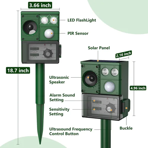 Miniatura 9 de 2026 Upgraded Solar Ultrasonic Animal Repellent, Deer Repellent Devices Cat Repellent Outdoor Squirrel Repellent Dog Raccoon Skunk Rabbit Rodent