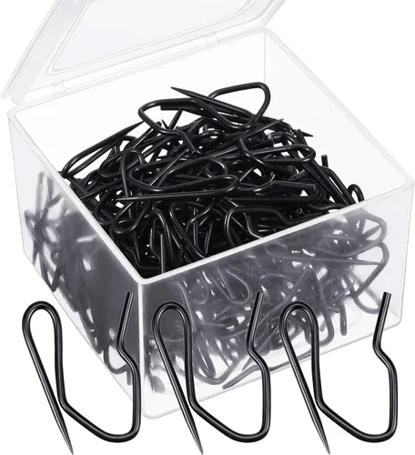 Miniatura 8 de Shappy Paquete de 120 ganchos para cortinas para cortinas, ganchos plisados de metal con caja transparente de 1.2 pulgadas para puerta de ventana