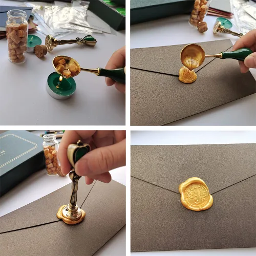 Miniatura 6 de Juego de 3 sellos de cera personalizados, estilo europeo, vintage, juego de sellos de cera para invitaciones de boda, paquetes de vino, sobres