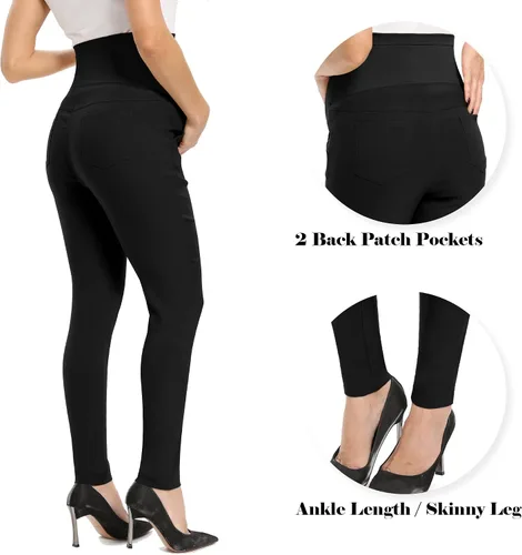 Miniatura 4 de fitglam Pantalones de maternidad para mujer, para el trabajo, pantalones de embarazo, pantalones de oficina sobre el vientre, pantalones elásticos