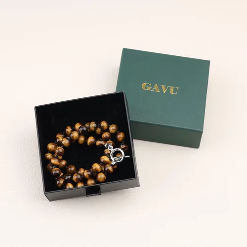 Miniatura 7 de GAVU Collar con cuentas anudadas a mano para hombre, Collar de cristal para hombres