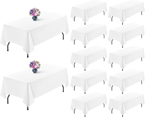 Miniatura 43 de Showgeous Paquete de 4 manteles rectangulares de poliéster de 60 x 102 pulgadas, resistentes a las arrugas, lavables, para bodas, mesas de comedor