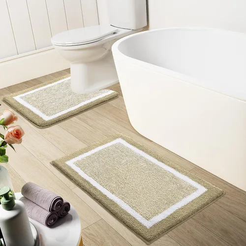 Miniatura 7 de OLANLY Juego de alfombras de baño de 3 piezas, alfombras de baño de microfibra suave y absorbente y alfombra de inodoro de contorno en forma de U