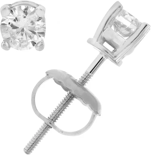 Miniatura 4 de Vir Jewels - Pendientes de tuerca de diamantes con certificación AGS de 14 quilates de oro blanco de 14 quilates