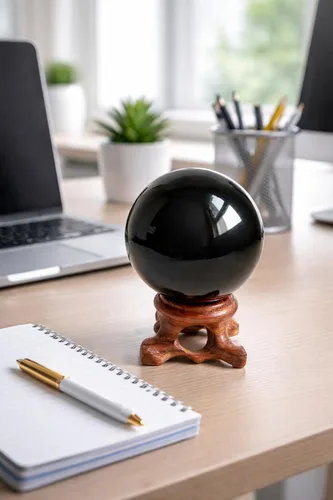 Miniatura 4 de Bola de cristal de obsidiana negra de 1.6 pulgadas para espejo mágico, Fengshui, meditación, curación, adivinación, decoración del hogar, magia negra