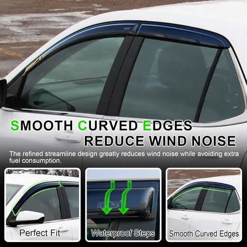 Miniatura 6 de Protectores de lluvia de montaje exterior, viseras de ventana para Chevrolet (Chevy) Equinox 2018-2024, deflectores de ventilación de viento