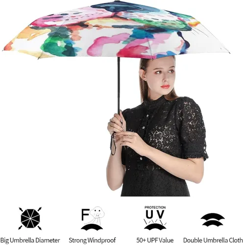 Miniatura 4 de Head Frenchie French Bulldog Original Dog Wildlife Rainbow Funny Puppy Companion 8 varillas, paraguas de viaje, resistente al viento, paraguas