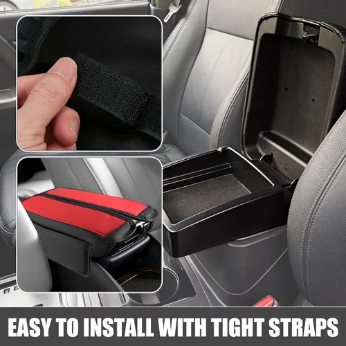 Miniatura 4 de Cojín para reposabrazos de consola central de automóvil, almohadilla suave, soporte negro y rojo para Nissan Rogue 2021 2022 2023 (paquete de 2)