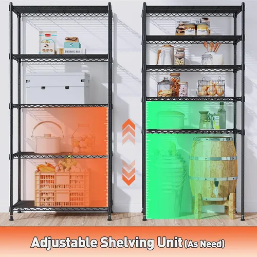 Miniatura 4 de Romorgniz Estante de 5 niveles de almacenamiento de 1010 libras, estantería de alambre ajustable, montaje sin herramientas, unidad de estantería