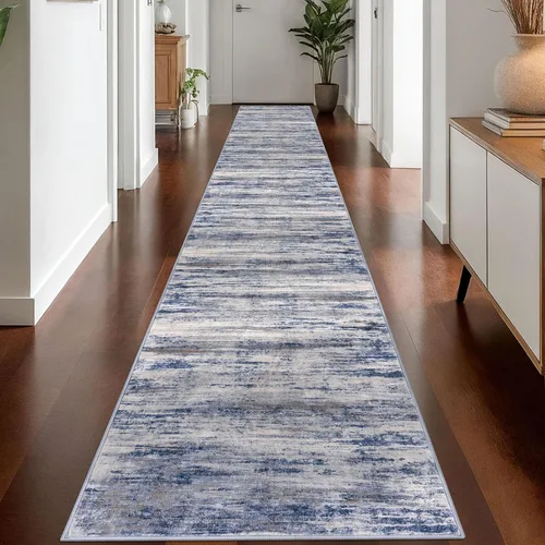 Miniatura 83 de KOZYFLY – Alfombra de pasillo moderna y lavable de diseño abstracto verde, 2 x 5 pies, antideslizante, suave y de pelo corto, ideal para cocina