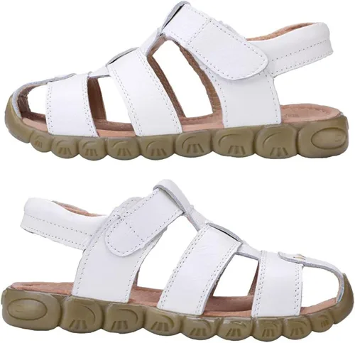 Miniatura 6 de DADAWEN - Sandalias deportivas de cuero para niños y niñas, puntera cerrada, para exteriores (para bebés, niños pequeños y grandes)