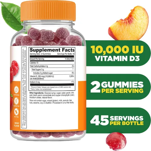 Miniatura 2 de Lifeable Vitamina D3 10000IU Suplementos de fuerza ósea de gran sabor Gomitas de vitamina D3 para la salud ósea Gomitas de vitamina D