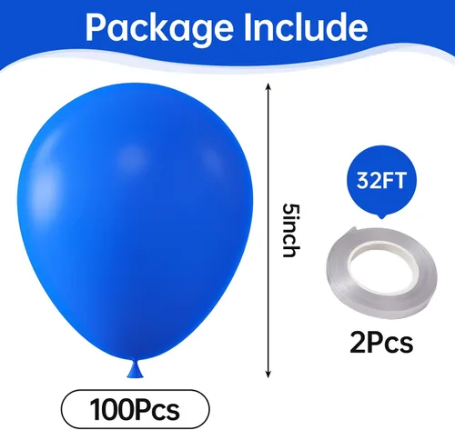 Miniatura 2 de KALOR Globos Retro Azul Oscuro, 100 Pzs Globos de Látex Mate Azul Klein de 5 Pulgadas para Arco de Guirnalda de Globos, Decoración de Cumpleaños