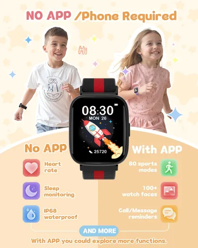 Miniatura 3 de Reloj inteligente para niños sin necesidad de teléfono ni aplicación, reloj de seguimiento de actividad física de 1.83" con podómetro, contador