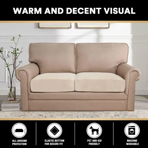 Miniatura 3 de PrinceDeco Funda de Cojín de Sofá de Terciopelo Elástica Fundas de Asiento de Sofá Lavables Funda Deslizable de Cojín para Silla Sofá de Dos Plazas