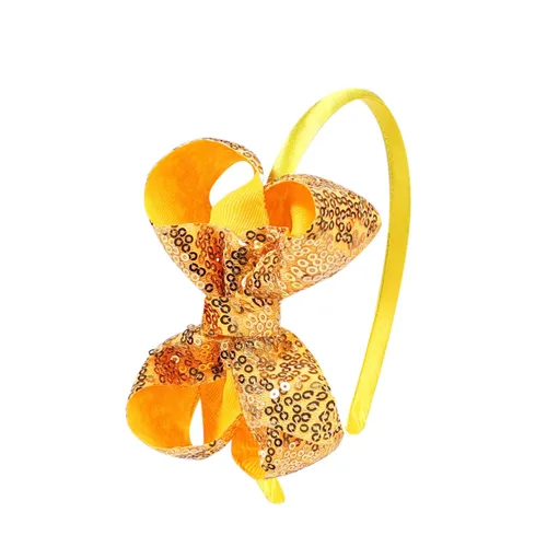 Miniatura 6 de Diademas con lazo para el pelo con lentejuelas brillantes, lazos de cinta para niñas, niños y mujeres (negro)