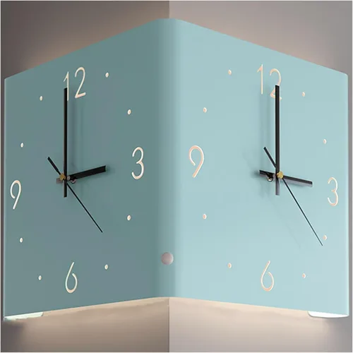 Miniatura 12 de KYOFIS Reloj de pared Corne de doble cara, reloj de pared digital de esquina con escala numeral, funciona con pilas, reloj de pared silencioso