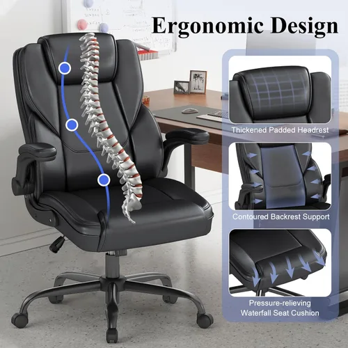 Miniatura 4 de AnyGod Silla de oficina ejecutiva, cómodas sillas ergonómicas de escritorio para computadora con reposabrazos abatibles, soporte lumbar, respaldo