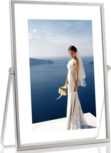 Lawrence Frames Marco de fotos flotante con caballete de metal, 4 x 6, color plateado Plata