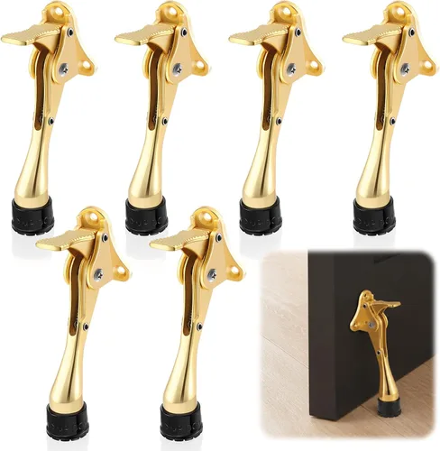 Miniatura 9 de Moxweyeni 6 topes de puerta resistentes para la parte inferior de la puerta, tope de puerta de metal con puntas de goma ajustables, reemplazo