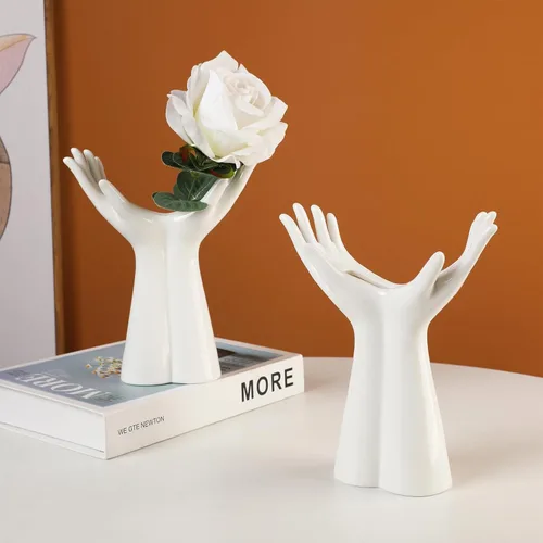 Miniatura 4 de Jarrón grande de cerámica, jarrones de flores blancas para decoración de forma femenina, jarrón de medio cuerpo, bohemio, único, decorativo