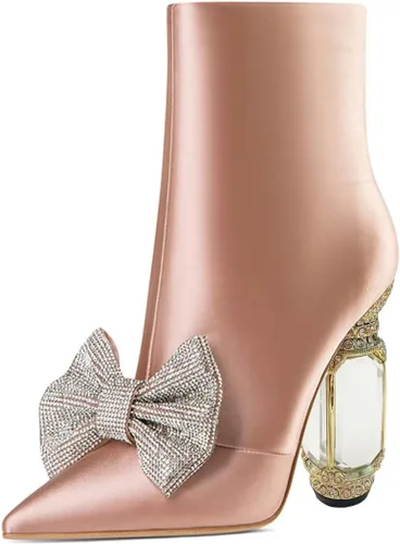 Miniatura 150 de FSJ Botas de tacón alto con punta puntiaguda para mujer, con tacón alto, con cremallera lateral brillante, estilo casual, para uso diario, zapatos
