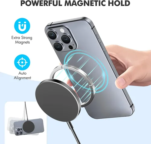 Miniatura 5 de Paquete de 2 cargadores inalámbricos magnéticos de 15 W: almohadilla de carga rápida Qi2 para iPhone Air 17 16 15 14 13 12 Pro Max, Samsung Galaxy