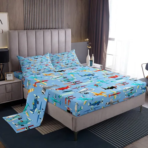 Miniatura 13 de Erosebridal Juego de sábanas de automóvil de dibujos animados para niños, juego de ropa de cama de camiones, tamaño individual, sábana bajera