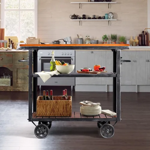 Miniatura 5 de Carrito de almacenamiento industrial de 3 niveles con ruedas para vino, estante de vino de metal con ruedas, cocina, bar, comedor, té, vino, carrito