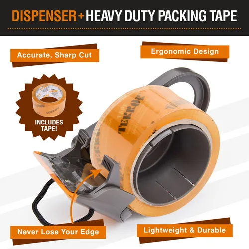 Miniatura 2 de Cinta de embalaje transparente con dispensador (1 rollo) - Cinta resistente para cajas de embalaje - Cinta de embalaje, cinta de envío