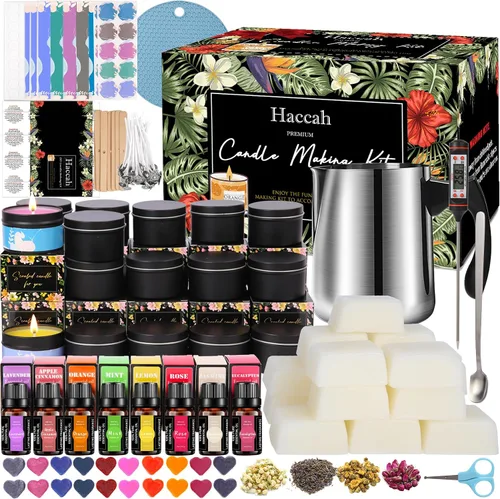 Miniatura 9 de Haccah Kit completo de fabricación de velas, suministros para hacer velas, kits de manualidades y manualidades para adultos, principiantes