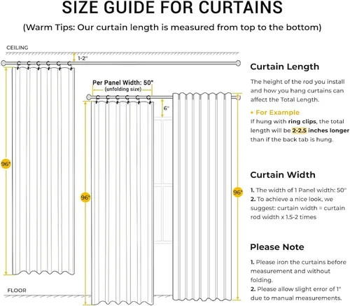 Miniatura 9 de INOVADAY Cortinas 100% opacas para dormitorio, cortinas opacas de 84 pulgadas de largo, cortinas opacas de lino con anillos de clip, aislamiento