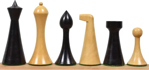 Royal Chess Mall Juego de piezas minimalistas de ajedrez Herman Ohme de 3.6 pulgadas - Boj ebonizado ponderado