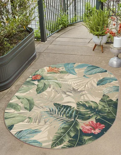 Miniatura 12 de Unique Loom Outdoor Botanical Collection - Alfombra Kula (4 pies 1 pulgada octágono multi/gris)